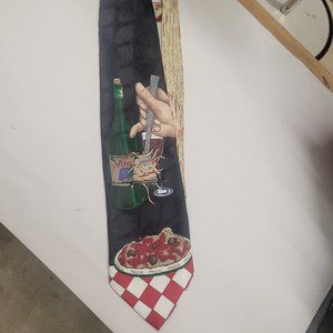 VINTAGE SLICE OF LIFE POLYESTER TIE NECKTIE ITALIAN SPAGHETTI AND MEATBALLS